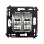 Телефонная розетка RJ-12 в стену двойная, "Avanti", "Закаленная сталь"