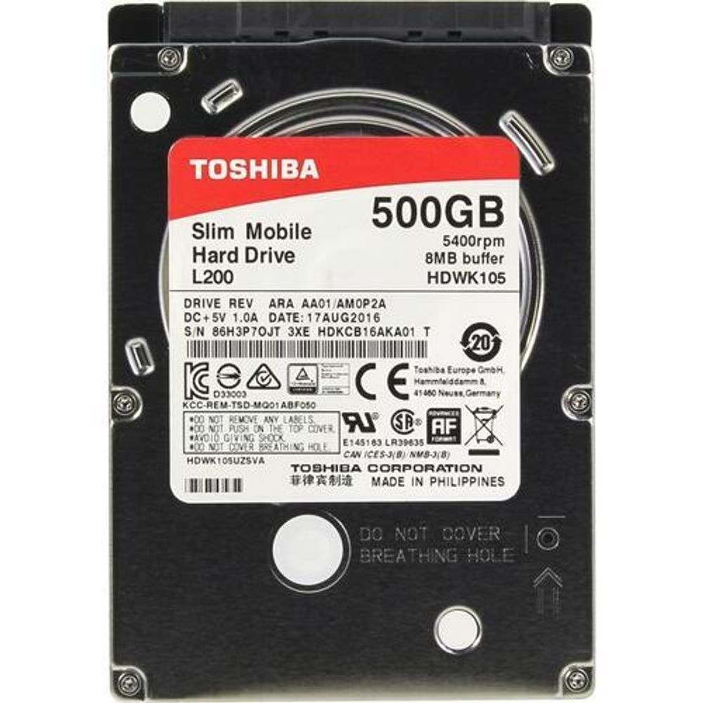 Жесткий диск 2.5 500 GB TOSHIBA L200 series (HDWK105UZSVA)