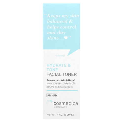 Cosmedica Skincare, Увлажняющий и тонизирующий тоник для лица, розовая вода + гамамелис, 4 унции (120 мл)