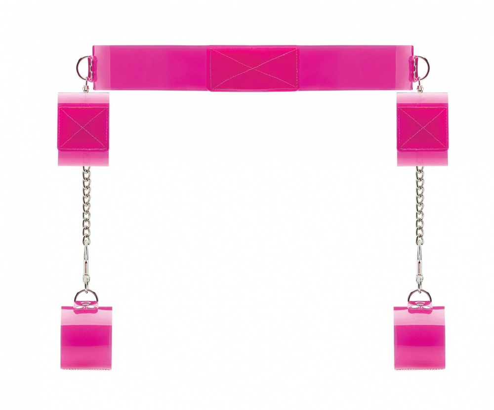 Розовый ошейник c наручниками (Цвет: розовый)