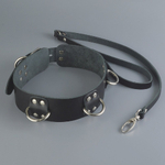 Ошейник Sitabella Новичок широкий три полукольца с поводком чёрный