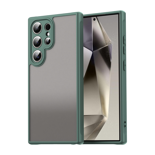 Защитный чехол с зелеными рамками для Samsung Galaxy S24 Ultra, задняя крышка тонированная прозрачная