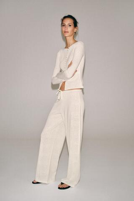 ZARA ФУТБОЛКА В СТИЛЕ РУСТИК НА ПУГОВИЦАХ, ЭКРЮ