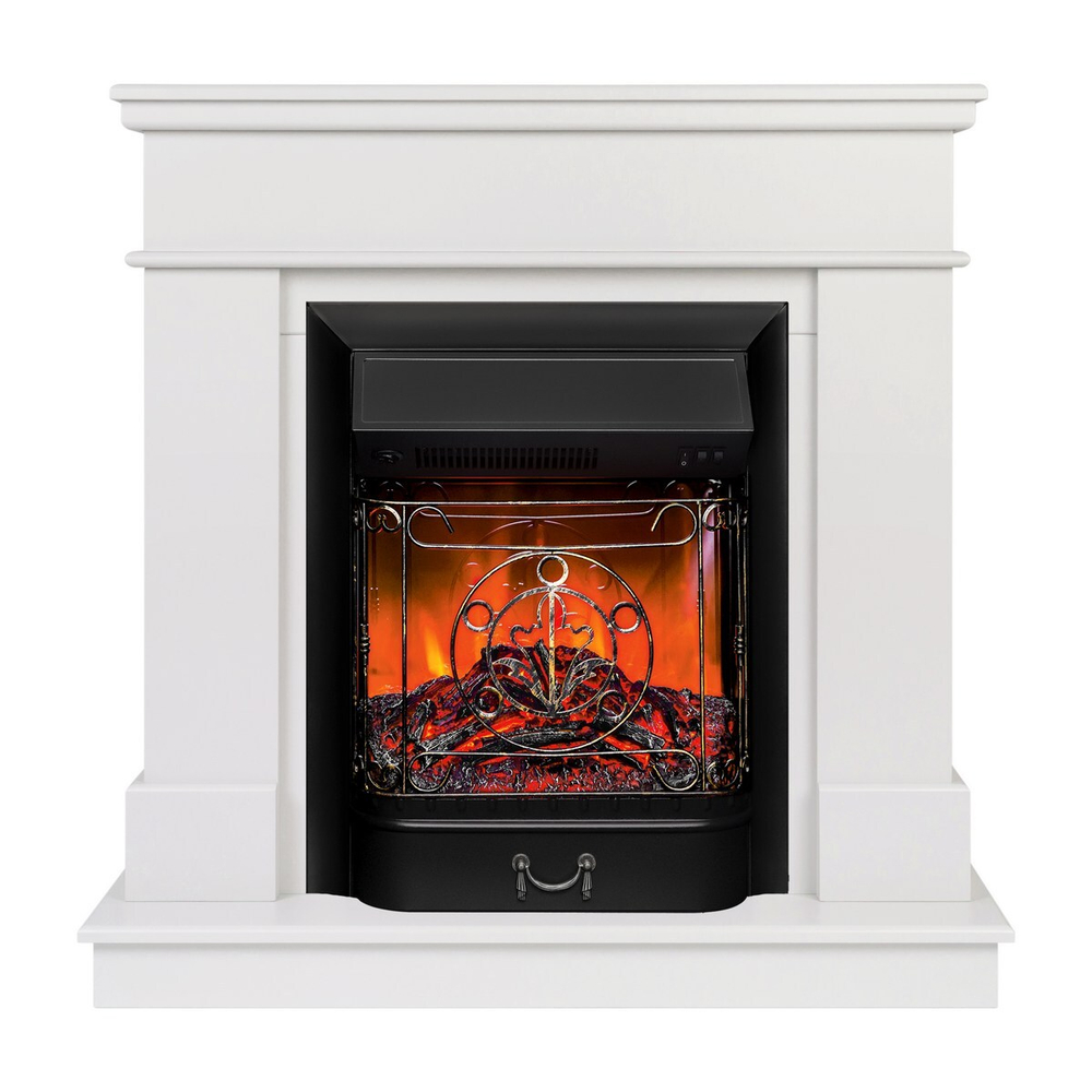 Электрокамин RealFlame Selena STD WT молочный с очагом Majestic Lux Black