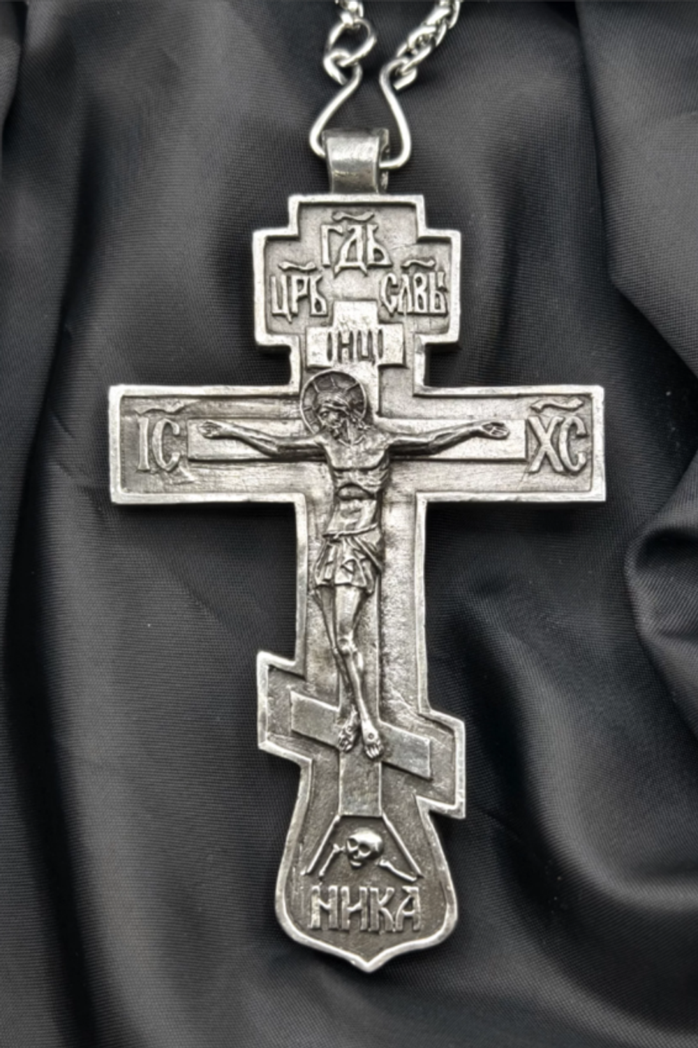 Крест священника “Николаевский” с распятием XXI век (серебрение)