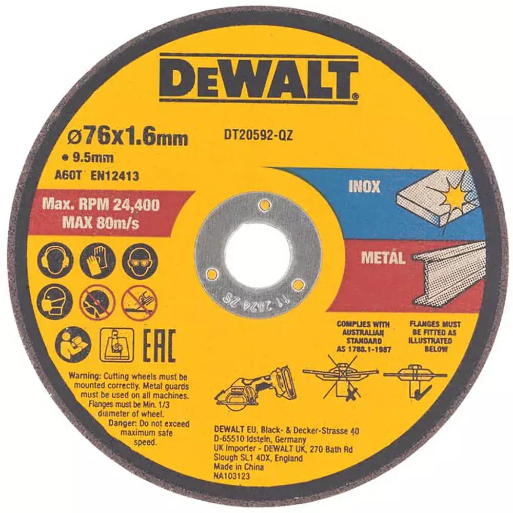 Отрезной диск DEWALT, по металлу, 76x9.5 мм, 3 шт., DT20592