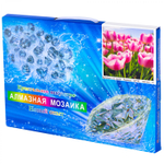Алмазная мозаика Alingar, на подрамнике, с полным заполнением, (глянц) дизайн рамка, 30х40 см, 20 цветов, "Розовые тюльпаны"
