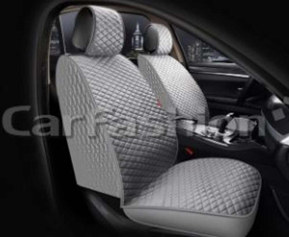 Накидки сидений Перед CarFashion (2шт) -Фронт «ROMB FRONT» 26176 -Велюр+Экокожа серый/серый/серый