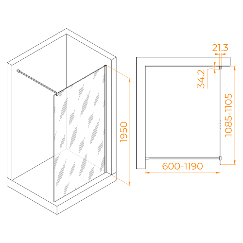 Душевая перегородка RGW WA-001 (Прозрачное, 1100)