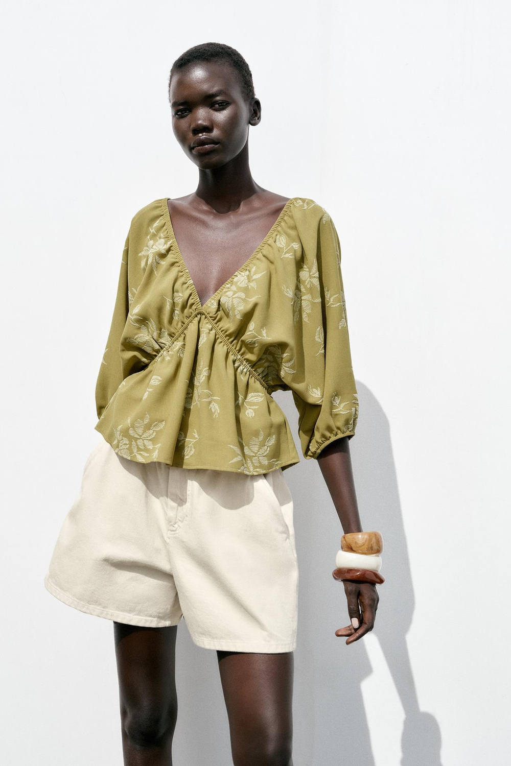 ZARA ЖАККАРДОВЫЙ ТОП, ХАКИ