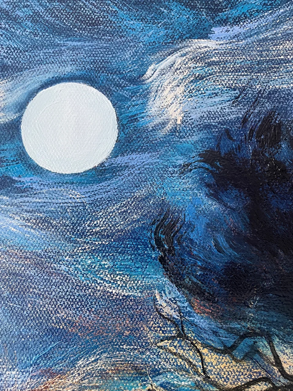 Картина маслом на холсте "Солнце и Луна" 70х110 см. Деревянный подрамник. Художник Наталия Осадчук