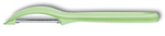 Фото овощечистка VICTORINOX Swiss Classic Trend Colors универсальная двустороннее зубчатое поворотное лезвие из нержавеющей стали рукоять из пластика салатового цвета в картонной коробке с подвесом с гарантией