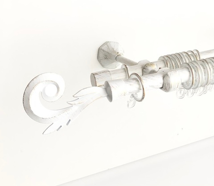 Карниз кованый витой для штор Прима Грация d 20/20 двухрядный, цвет бело-золотой