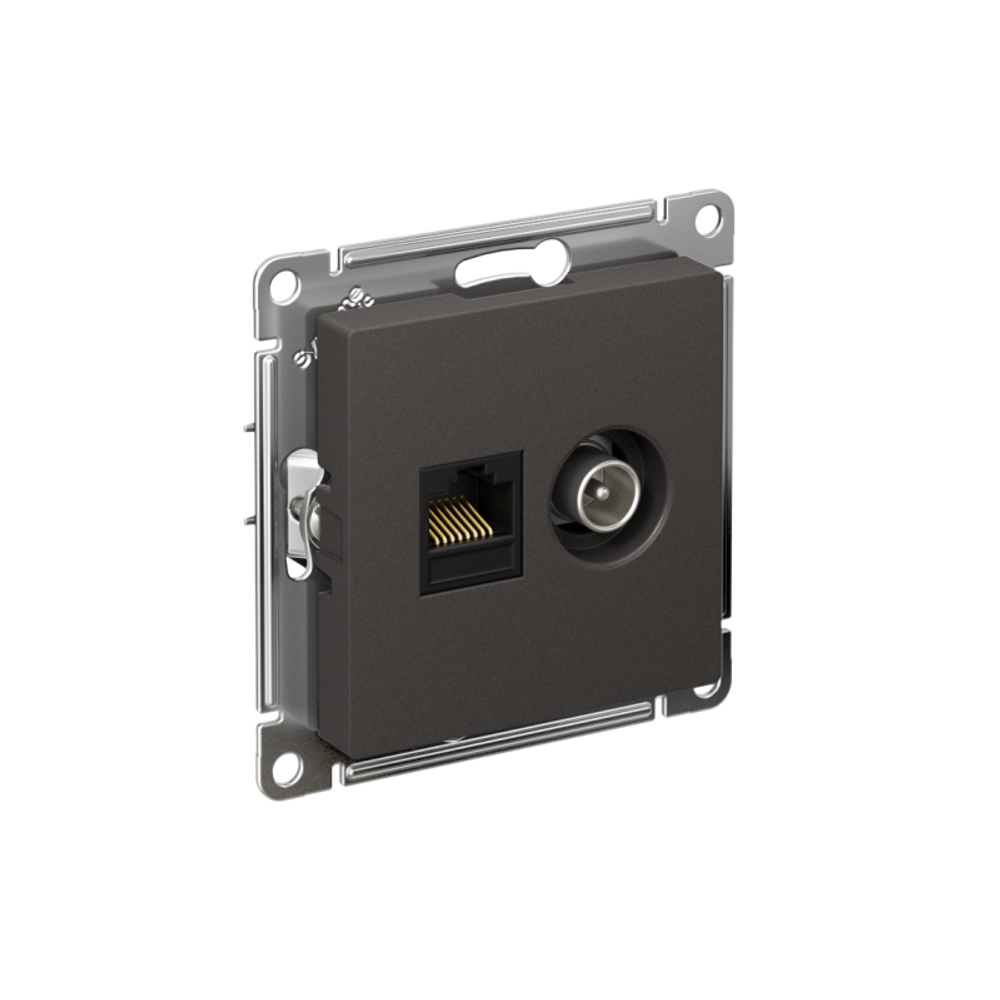 Розетка компьютерная + телевизионная 2-м AtlasDesign RJ45 кат.5E базальт SE ATN001489 Розетка компьютерная + телевизионная 2-м AtlasDesign RJ45 кат.5E базальт SE ATN001489