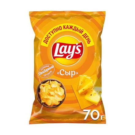 Lays чипсы из натурального картофеля со вкусом сыра 70гр., блок 25шт.