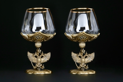 Набор бокалов для коньяка «Гербовый» 2 шт. в подарочном футляре с художественным оформлением