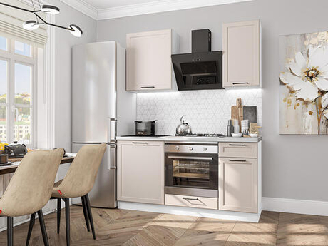 Прямая модульная кухня Барселона-06 Кашемир - Белый 2140*1600*600