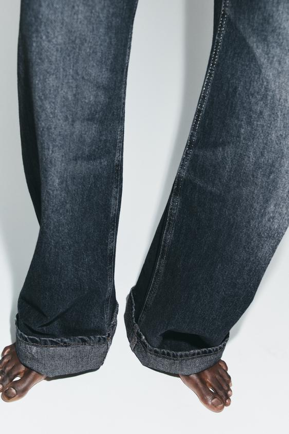 ZARA ДЖИНСЫ TRF BAGGY FOLDED СО СРЕДНЕЙ ПОСАДКОЙ, МОРСКОЙ СИНИЙ