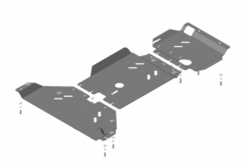 Защита картера Двигателя, Переднего дифференциала, КПП, Разд. коробки. 3 мм, Сталь. для Ford Ranger 2011-2019 MOTODOR.10705