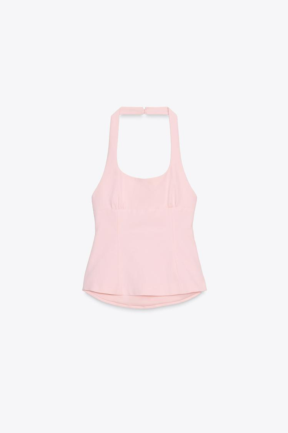 ZARA ТОП С ГОРЛОВИНОЙ ХАЛТЕР И БАНТАМИ, СВЕТЛО-РОЗОВЫЙ