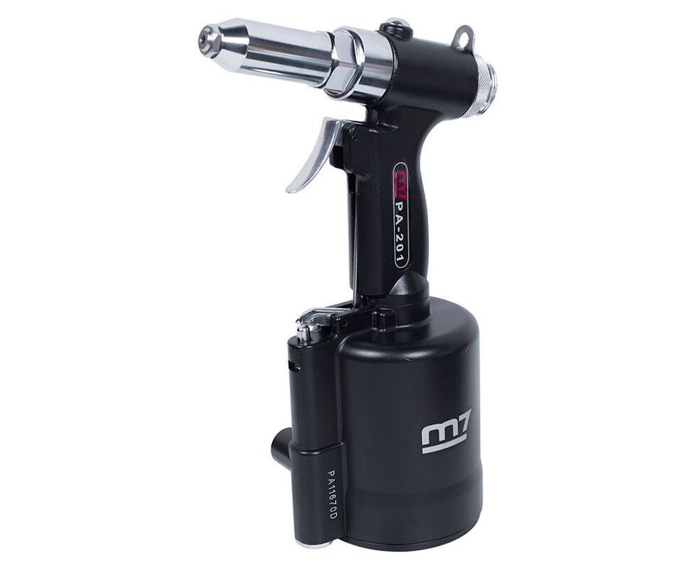 Пневмогидравлический заклепочник MIGHTY SEVEN (PA-201V) для заклепок диаметром 2,4 до 6,4 мм, пневмоудержание заклепки