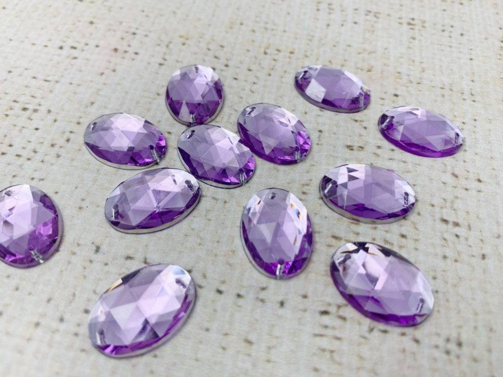 Стразы пришивные акрил, d 1,4х1 см, сирень