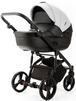 Детская коляска Adamex Lanti Deluxe 3 в 1 LN-SD01 (БЕЛ.КОЖА + ЧЕРН. КОЖА)