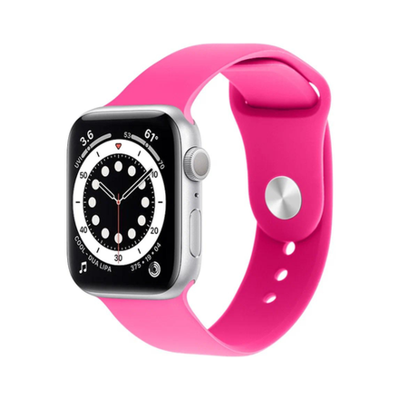 Силиконовый ремешок Apple Watch, 42/44/45, S/M, неоново-розовый