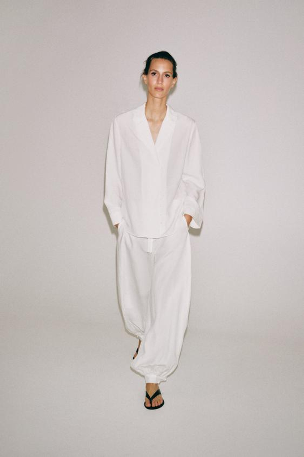 ZARA БРЮКИ-БАЛЛОНЫ — ZW COLLECTION, БЕЛЫЙ