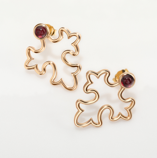 Серьги УЗОР позолота с гранатами