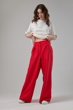 Брюки палаццо красные