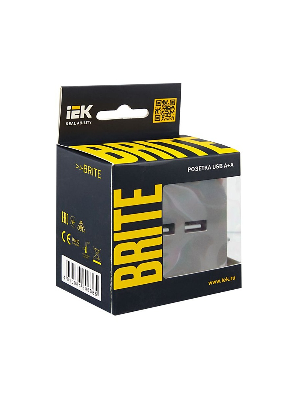 Розетка BRITE USB A+A 3.1А РЮ10-1-БрС механизм сталь IEK BR-U21-D31-K46