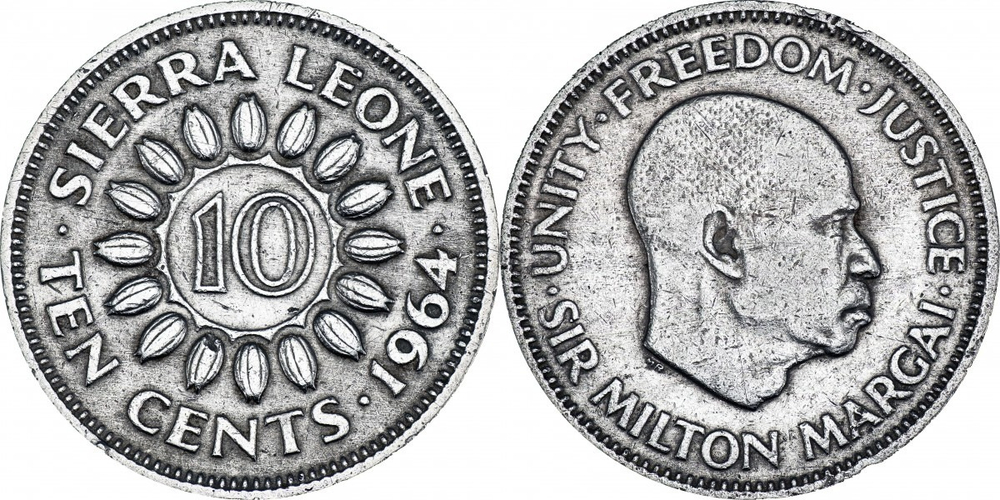 Сьерра-Леоне 10 центов, 1964 Сэр Милтон Маргай VF