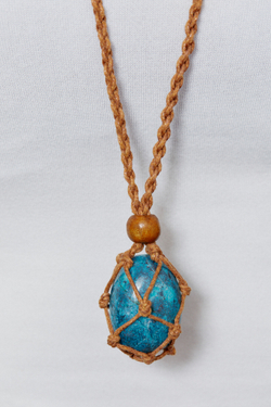 Авоська-подвеска для кристаллов коричневая в стиле бохо