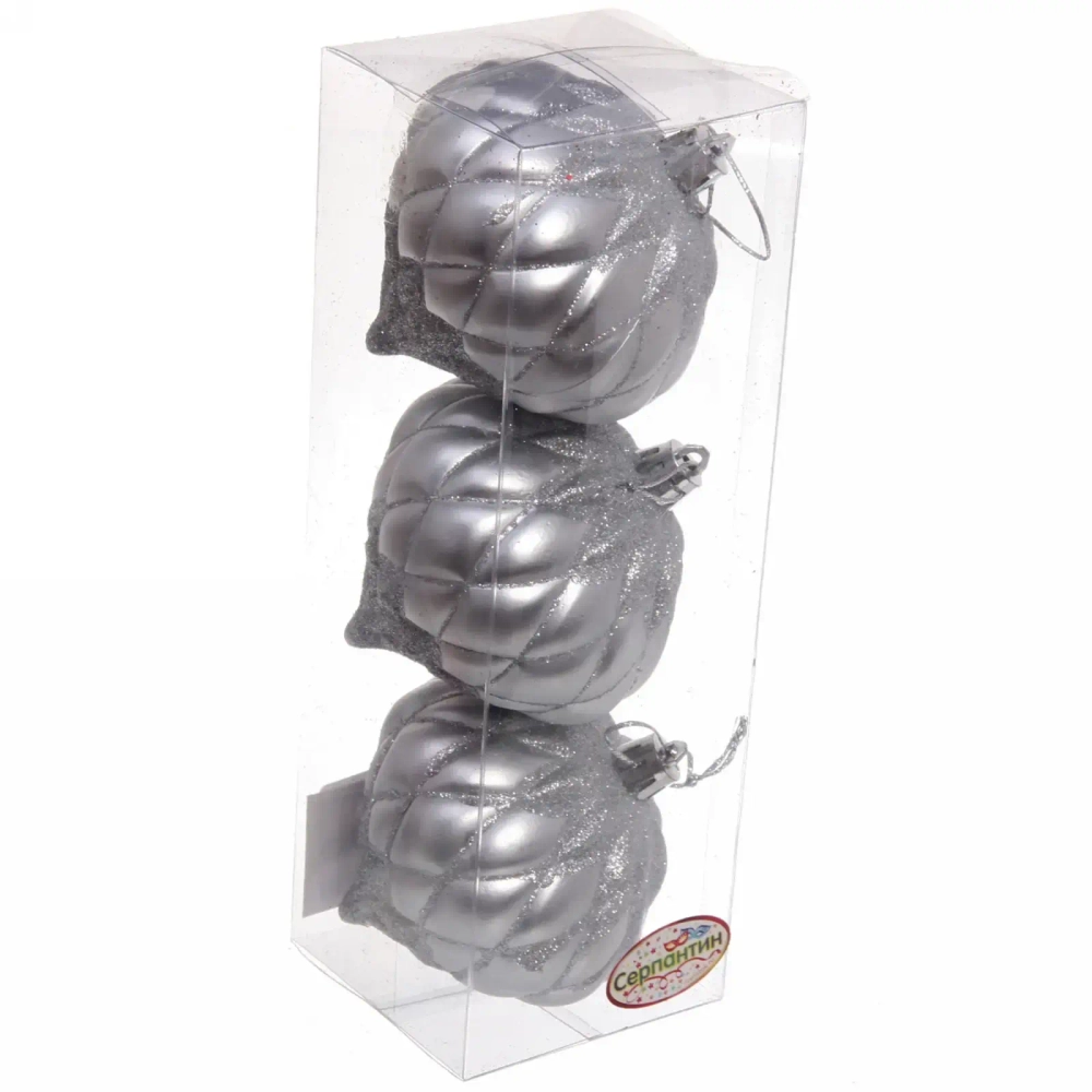 Ёлочные игрушки «Юла» 8 см (набор 3 шт), серебро