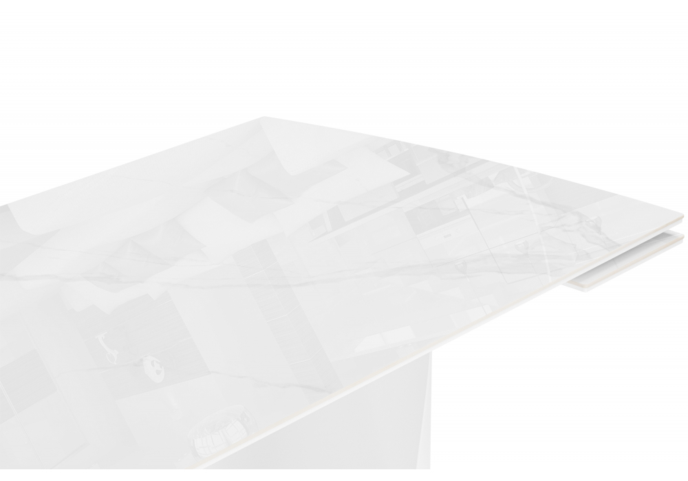 Керамический стол Woodville Готланд 180(240)x90 statuario titan gloss, белый