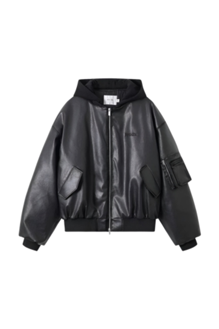 [FROM MOSCOW] Кожаный бомбер KREATE Hooded Leather Jacket