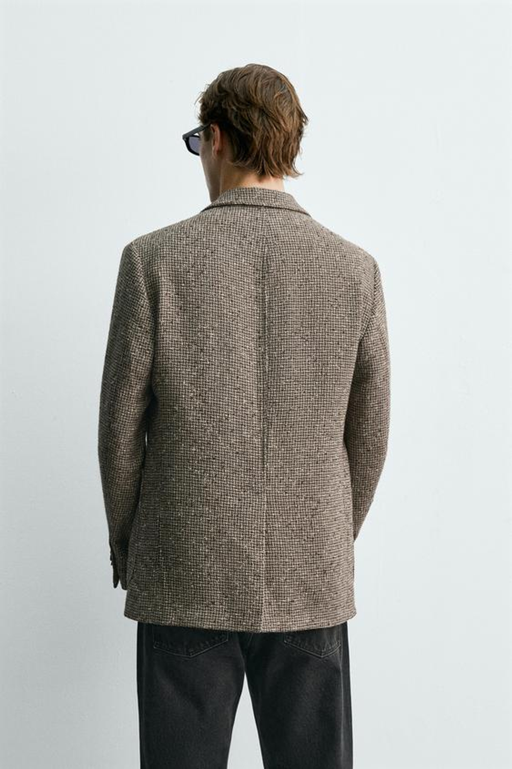 ZARA X AARON LEVINE БЛЕЙЗЕР ИЗ СМЕСОВОЙ ШЕРСТИ И ХЛОПКА, КОРИЧНЕВЫЙ