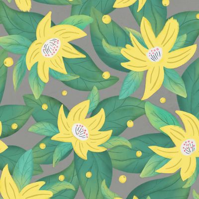 Жёлтые цветы на сером фоне