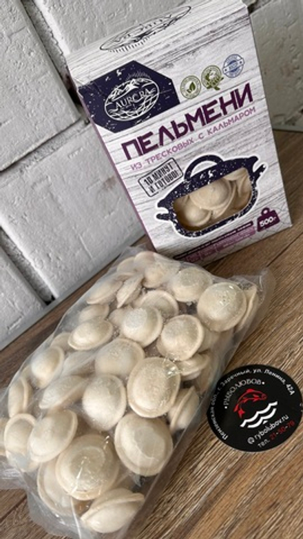 Пельмени с треской и кальмаром 500 грамм
