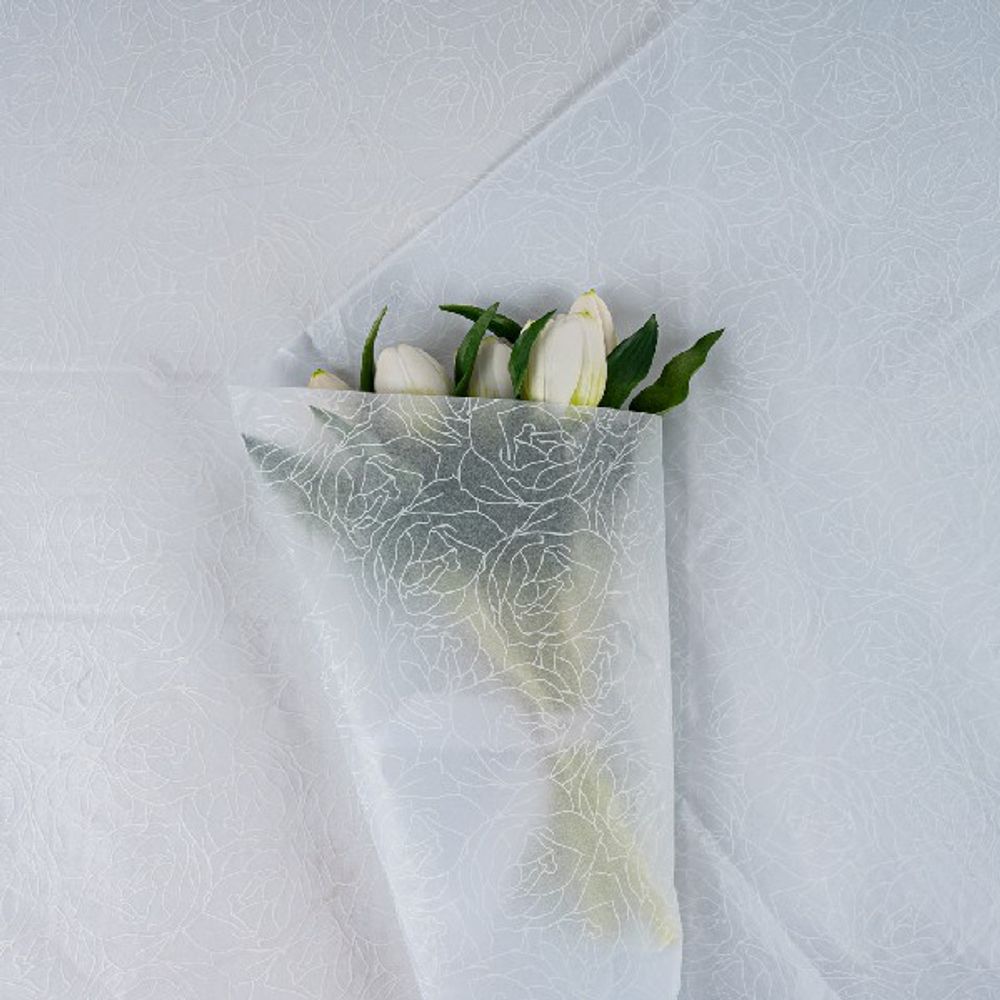 Бумага тишью "Узоры" 50*70см Белые (20л)