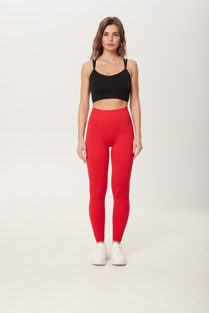 Легинсы бесшовные в рубчик с высокой талией