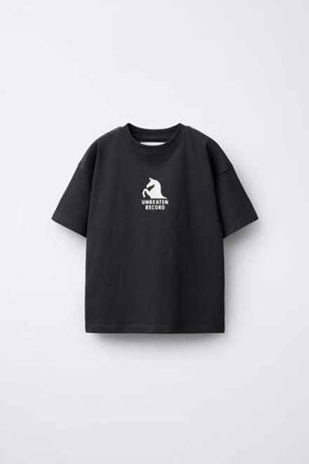 ZARA ФУТБОЛКА С РЕЛЬЕФНЫМ ПРИНТОМ, АНТРАЦИТОВО-СЕРЫЙ