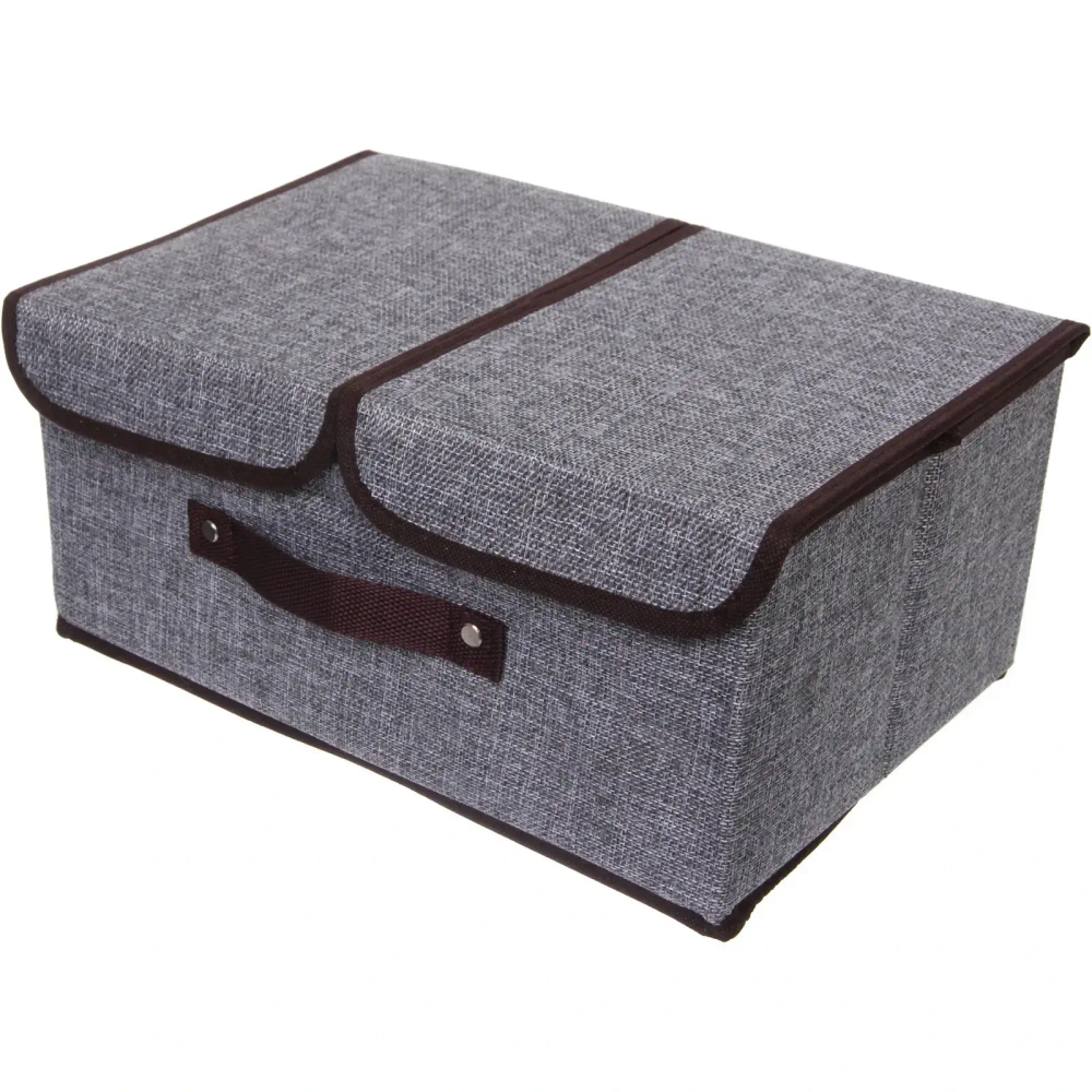 Короб - органайзер складной стеллажный для хранения вещей «ДОМания», цвет серый, два отделения, 36*25*16см (лейбл)