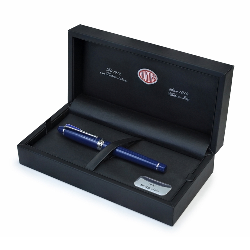 Перьевая ручка Aurora Ipsilon Deluxe Blue resin CT, перо - М, в подарочной коробке