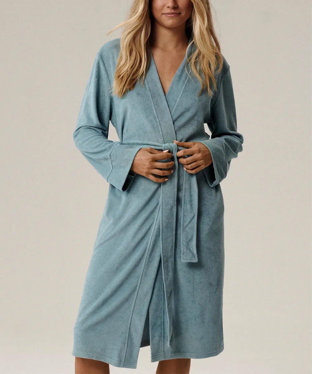 Женский халат Atlantic, 1 шт. в уп., хлопок, лазурно-серый, SZL-002