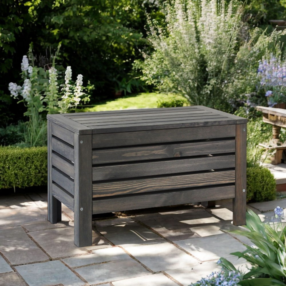Сундук скамья деревянный для хранения вещей Эпларо для мангала и для сада, графит