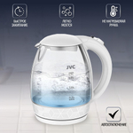 Чайник электрический JVC, JK-KE1514, бел, 1.7 л, 2200 Вт, ск нагр элем, стекло