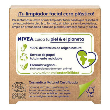 Жидкие очищающие средства Очищающий гель для лица Naturally Clean Nivea 94491 твердый эксфолиант Активированный уголь 75 g