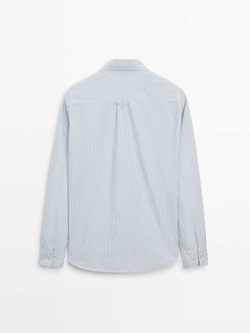 Massimo Dutti Рубашка из 100% хлопка в полоску, небесно-голубой